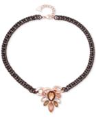 Guess Two-tone Heavy Link Blush Crystal Collar Necklace