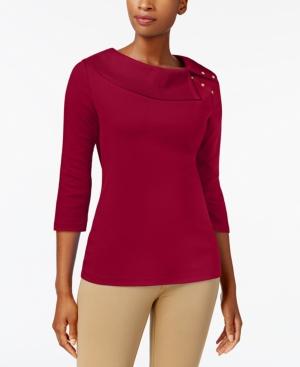 Karen Scott Cotton Portrait-collar Top, Created For Macy's