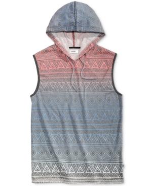 Univibe Men's Wyatt Geo-print Stripe Hooded Cotton Muscle T-shirt
