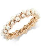 Charter Club Gold-tone Imitation Pearl And Crystal Stretch Bracelet, Only At Macy's