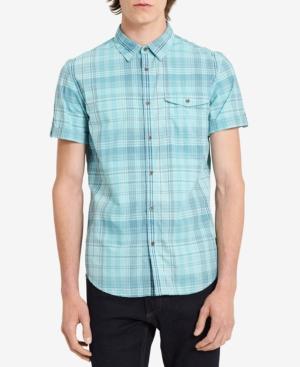 Calvin Klein Jeans Men's End-on-end Plaid Utility Shirt