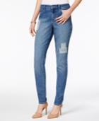 Style & Co Railroad Stripe Patched Skinny Jeans, Only At Macy's