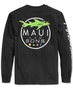 Maui And Sons Men's Shark Logo Graphic-print Long-sleeve T-shirt