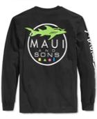 Maui And Sons Men's Shark Logo Graphic-print Long-sleeve T-shirt