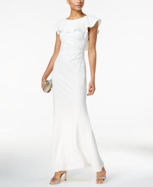 Jessica Howard Ruffled Lace V-back Gown