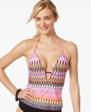 Kenneth Cole Tribal-print Deep-v Tankini Top Women's Swimsuit