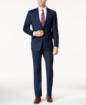 Calvin Klein Men's Extra Slim-fit Blue Flannel Suit