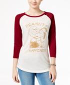 Freeze 24-7 Juniors' Peanuts Happiness Graphic Raglan T-shirt