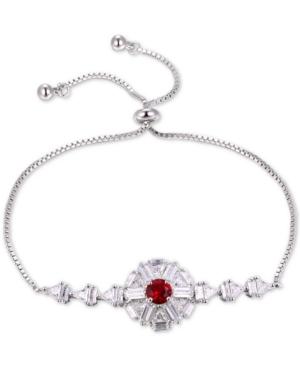 Tiara Cubic Zircona Color Cluster Bolo Bracelet In Sterling Silver