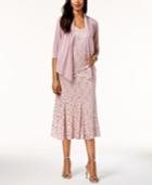 R & M Richards Sequined Lace Midi Dress & Mesh Jacket