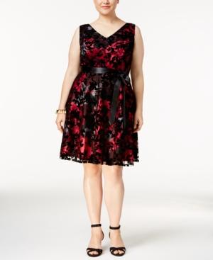 Sl Fashions Plus Size Floral-print Fit & Flare Dress