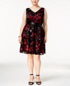 Sl Fashions Plus Size Floral-print Fit & Flare Dress
