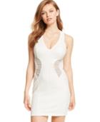 Emerald Sundae Juniors' Embellished Illusion-side Bodycon Dress