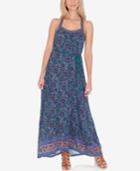 Lucky Brand Printed Embroidered Maxi Dress