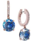 Kate Spade New York Rose Gold-tone Pave & Blue Stone Drop Earrings