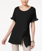 Ny Collection Ruffle-trim Split-hem Top