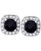 Sapphire (1-1/2 Ct. T.w.) And Diamond Accent Stud Earrings In Sterling Silver