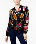 Inc International Concepts Velvet Floral-print Bomber Jacket, Only At Macy's