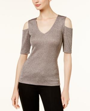 Bar Iii Ribbed Cold-shoulder Top, Created For Macy's