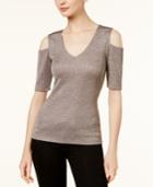 Bar Iii Ribbed Cold-shoulder Top, Created For Macy's
