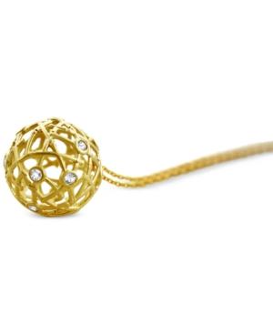 Kesi Jewels Diamond & White Topaz Accent Openwork Ball 16 Pendant Necklace In 18k Gold-plated Sterling Silver