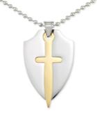 Legacy For Men By Simone I. Smith Two-tone Sword & Shield 24 Pendant Necklace In Stainless Steel & Yellow Ion-plate
