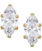 Marquise Cubic Zirconia Crystal Stud Earrings In 14 K Gold Or 14k White Gold