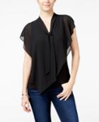 Bcx Juniors' Chiffon-overlay Tie-front Flutter Top