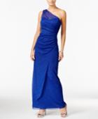 Onyx One-shoulder Draped Evening Gown