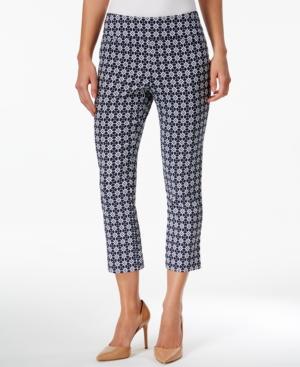 Charter Club Petite Cambridge Printed Pull-on Capri Pants, Created For Macy's