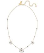 Kate Spade New York Gold-tone Crystal & Imitation Mother-of-pearl Flower Collar Necklace, 16 + 3 Extender