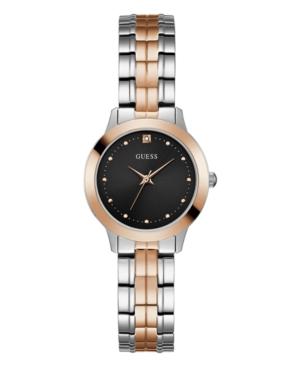 Guess Women's Two Tone Rose Gold Black Diamond Watch 30mm, Created For Macy's