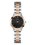 Guess Women's Two Tone Rose Gold Black Diamond Watch 30mm, Created For Macy's