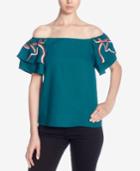 Catherine Catherine Malandrino Embroidered Off-the-shoulder Top