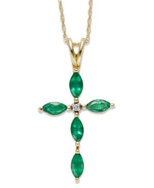 14k Gold Necklace, Emerald (3/4 Ct. T.w.) And Diamond Accent Cross Pendant
