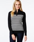 Karen Scott Striped Zip-neck Sweater, Only At Macy's