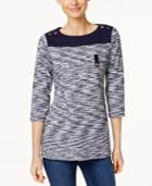 Charter Club Petite Space-dyed Top, Only At Macy's