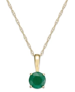 10k Gold Necklace, Emerald Stud Pendant (1/2 Ct. T.w.)
