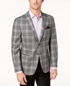 Tallia Men's Slim-fit Black & White Plaid Soft-constructed Sport Coat