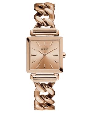 Guess Women's Rose Gold-tone Stainless Steel Chain Bracelet Watch 28x28mm