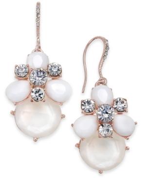 Charter Club Rose Gold-tone Crystal & Stone Drop Earrings, Created For Macy's