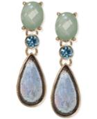 Anne Klein Gold-tone Stone And Crystal Drop Earrings