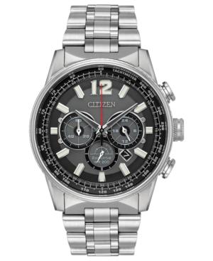 Citizen Eco-drive Men's Chronograph Nighthawk Stainless Steel Bracelet Watch 43mm