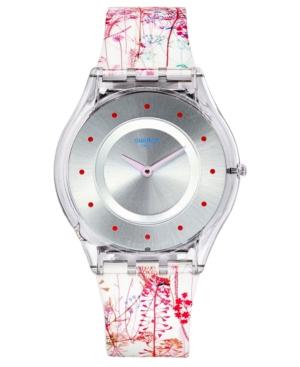 Swatch Women's Swiss Jardin Fleuri Multicolor Silicone Strap Watch 34mm Sfe102