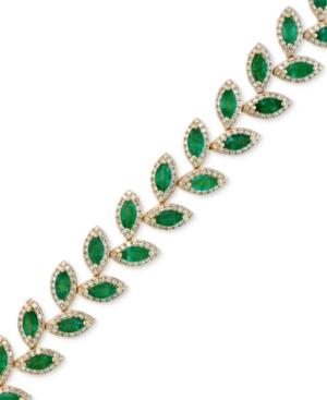 Effy Emerald (10-4/5 Ct. T.w.) And Diamond (2-1/2 Ct. T.w.) Tennis Bracelet In 14k Gold