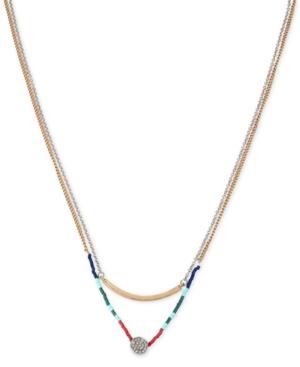 Kenneth Cole New York Two-tone Convertible Beaded Double Layer Necklace