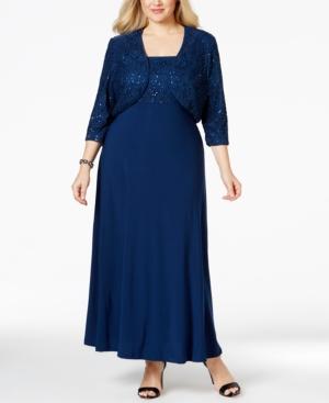 Plus R & M Richards Plus Size Sequined Dress & Jacket