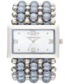 Charter Club Women's Silver-tone Imitation Pearl Stretch Bracelet Watch 40mm, Only At Macy's