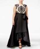 Betsy & Adam Plus Size Lace Satin High-low Gown