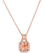 Le Vian Chocolatier Peach Morganite (5/8 Ct. T.w.) & Diamond (1/4 Ct. T.w.) Pendant Necklace In 14k Rose Gold